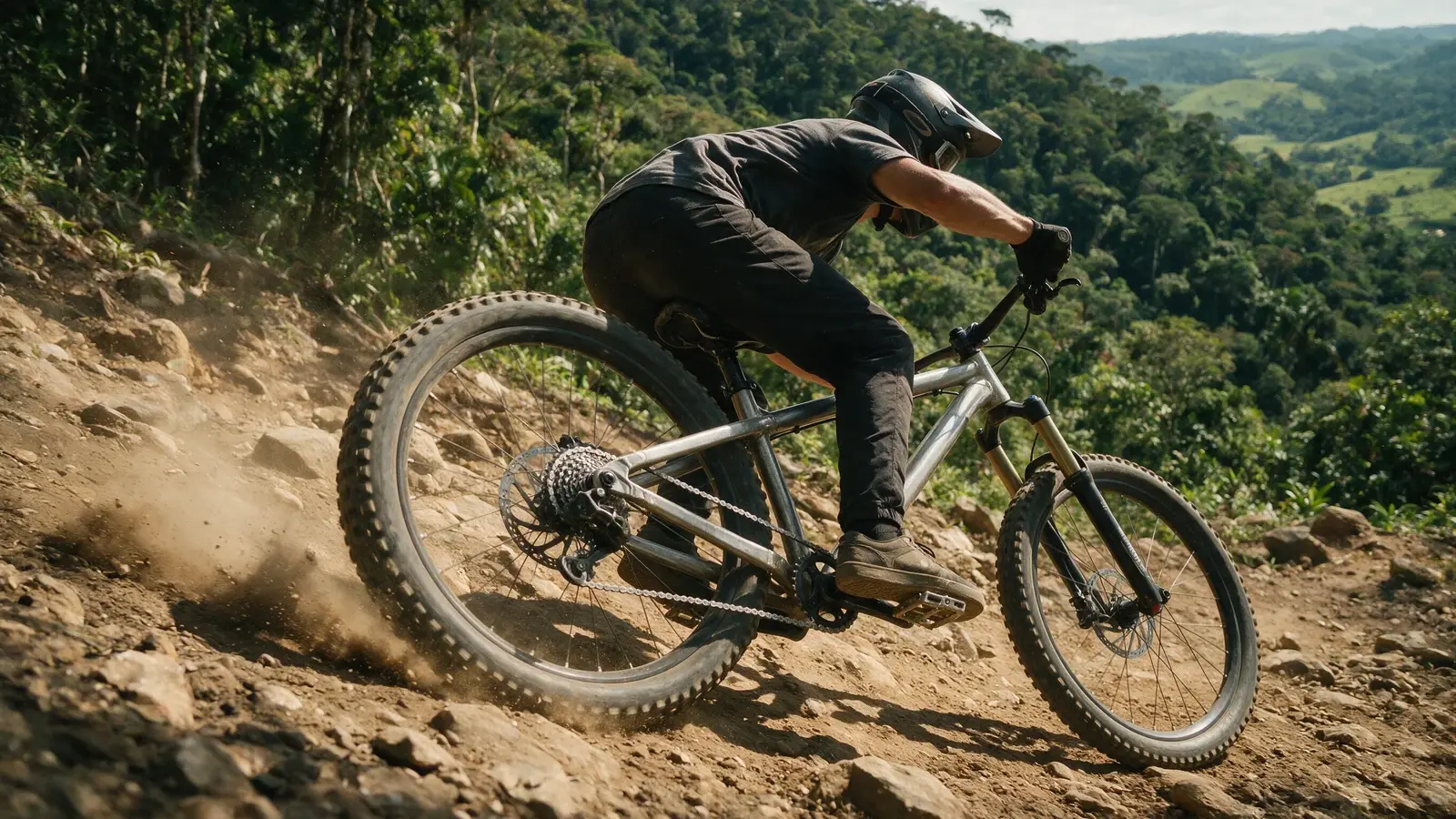 No downhill o selim não serve pra sentar: ele serve pra guiar a bike