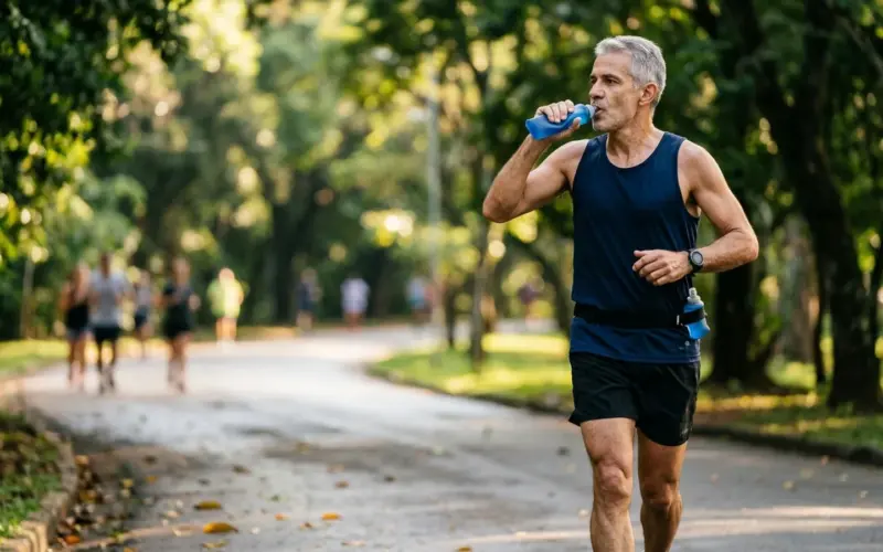 Hidratação depois dos 50: por que a sede avisa tarde e como beber no treino